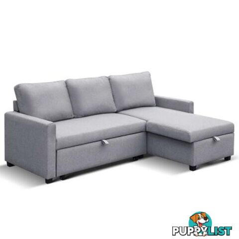 3 Seater Fabric Sofa Bed With Storage - Grey - Artiss - 9350062171042