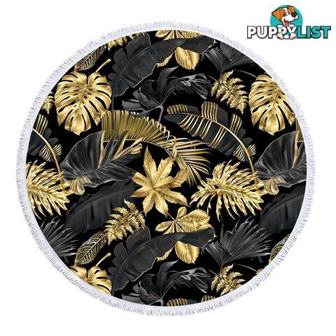 Golden Tropical Leaves Beach Towel - Towel - 7427046342001