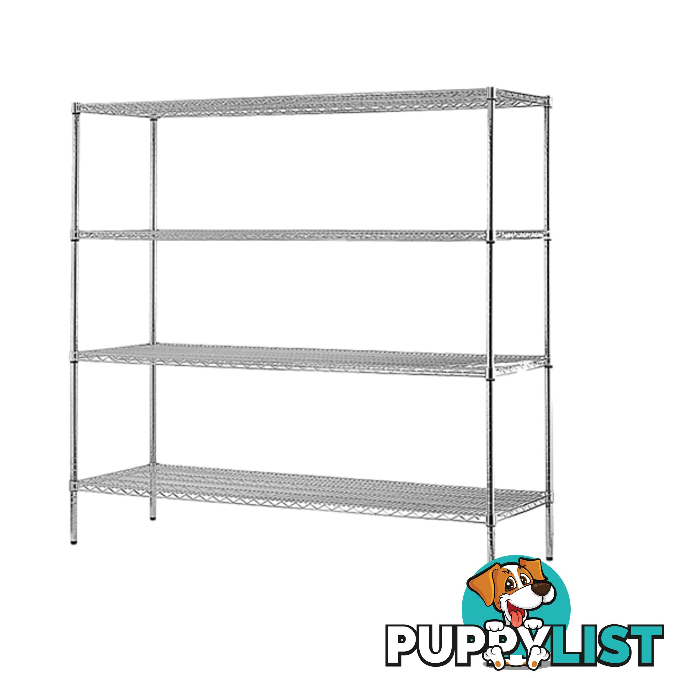 Modular Chrome Wire Steel Shelving (1500x450x1800mm) - Unbranded - 4344744432069