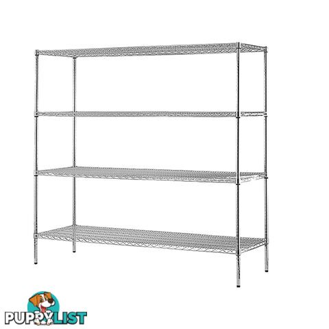 Modular Chrome Wire Steel Shelving (1500x450x1800mm) - Unbranded - 4344744432069