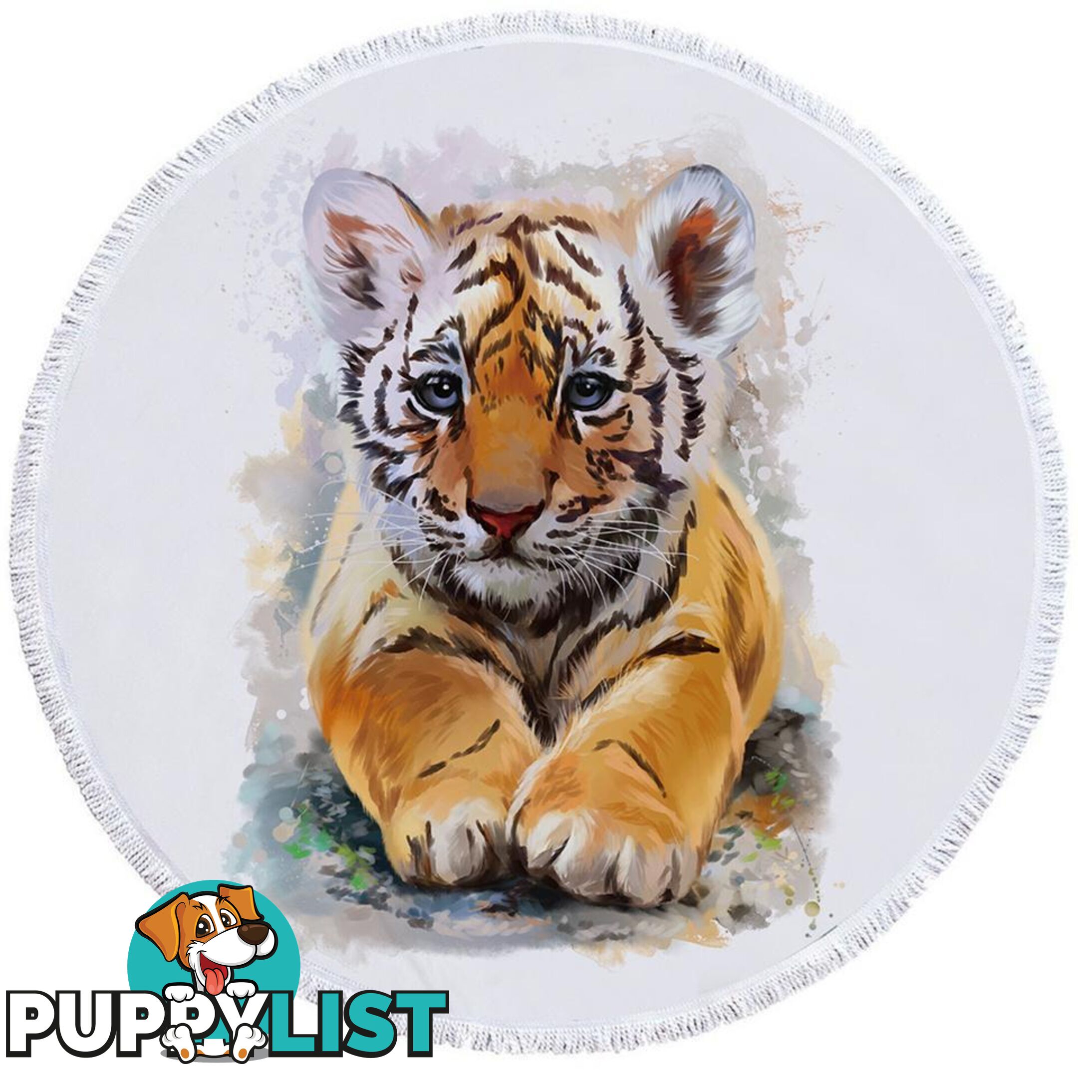 Painted Tiger Puppy Beach Towel - Towel - 7427046306690