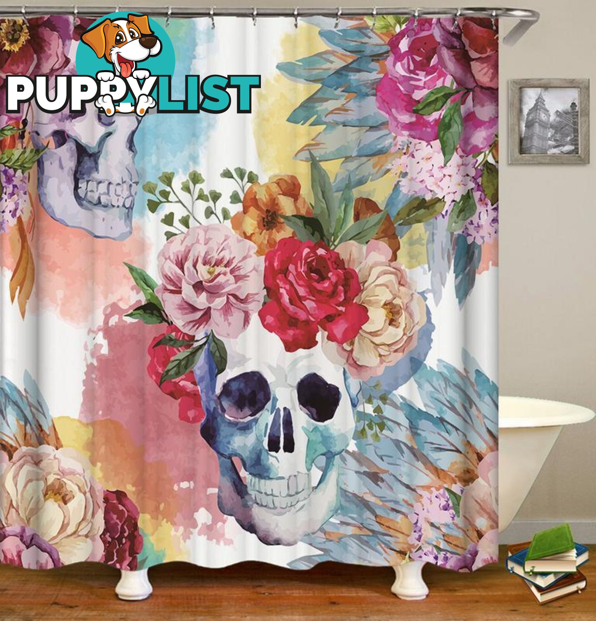 Art Painting Skulls Shower Curtain - Curtain - 7427046043861