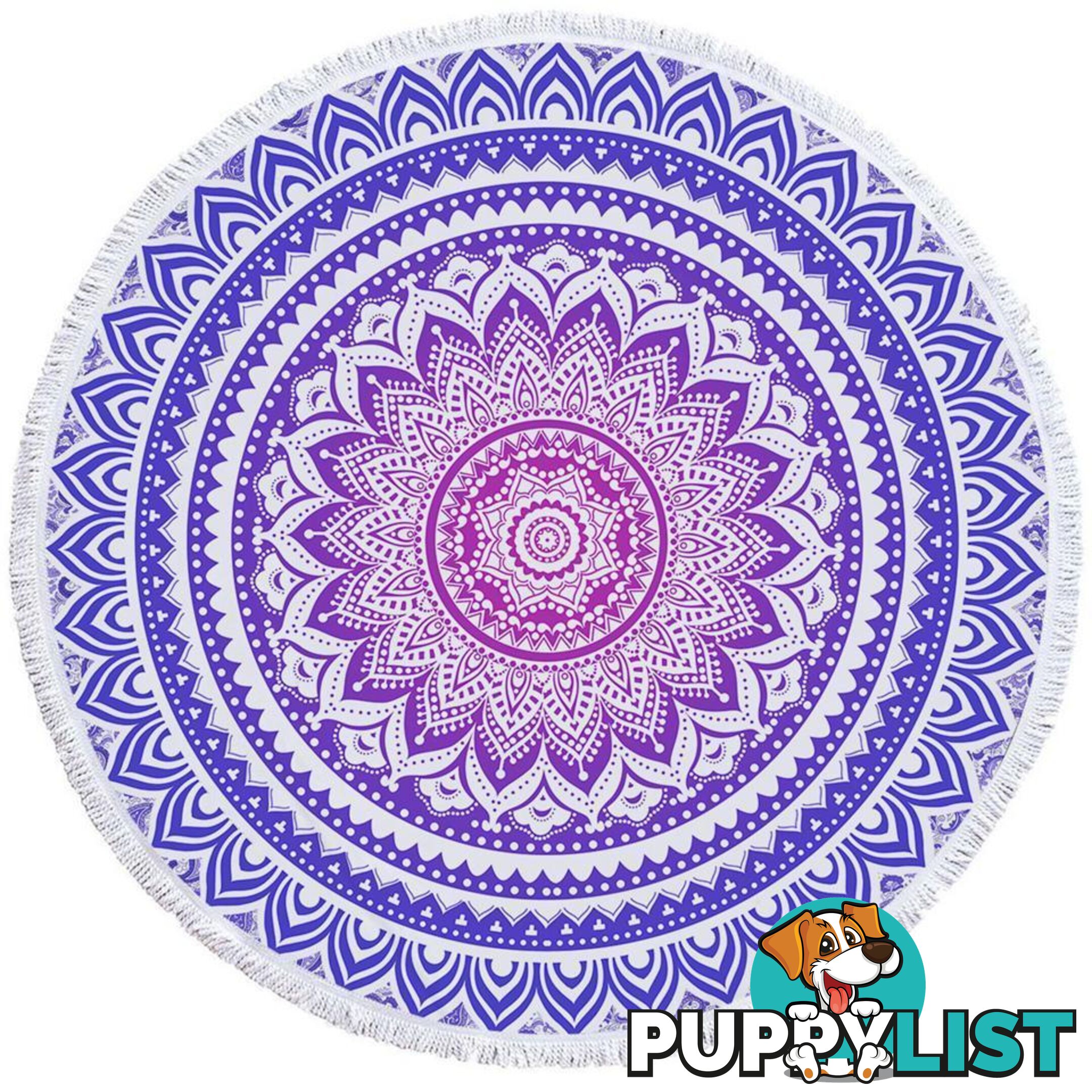 Mandala Over White Beach Towel - Towel - 7427046321853