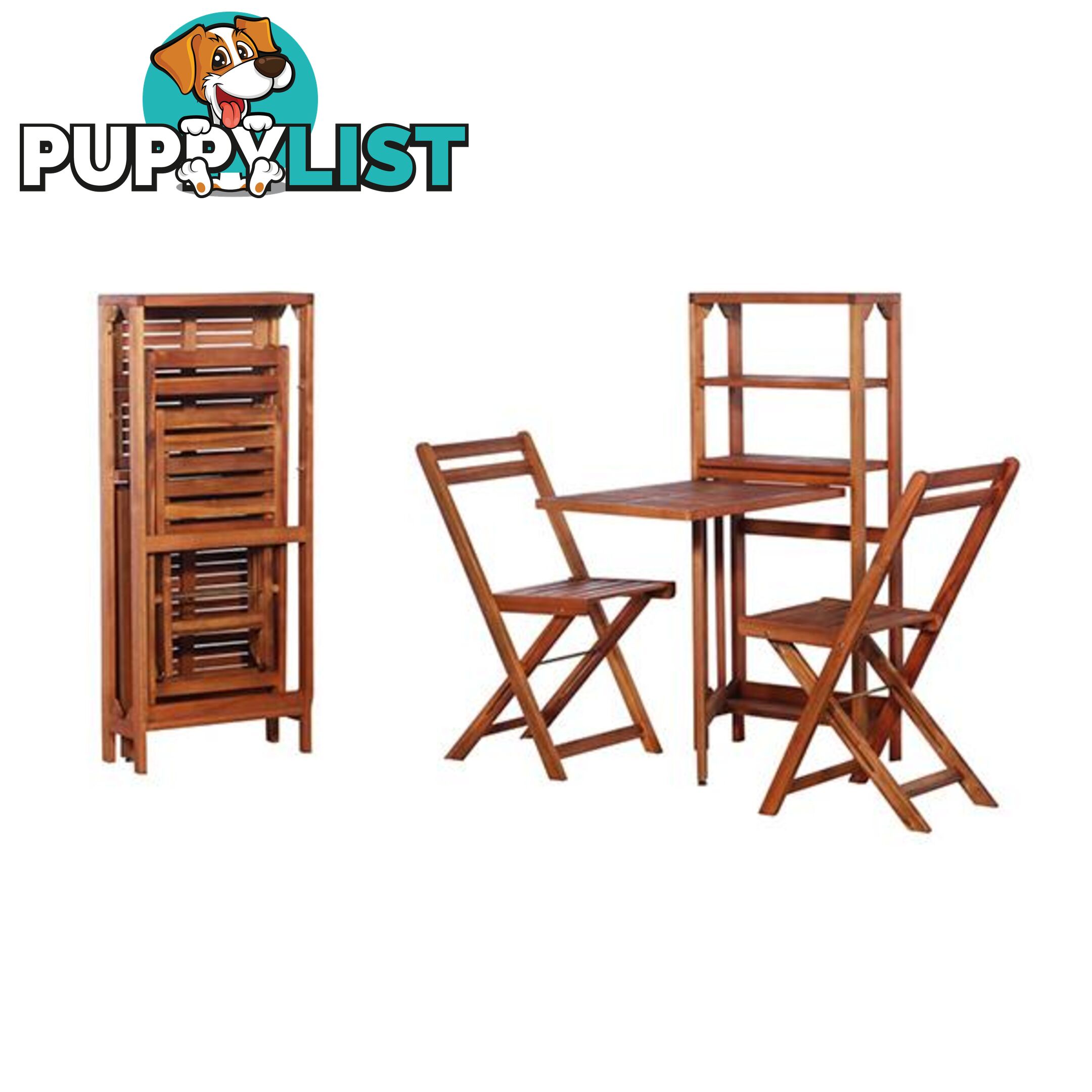 3 Piece Folding Bistro Set Solid Acacia Wood - Unbranded - 7427046256544