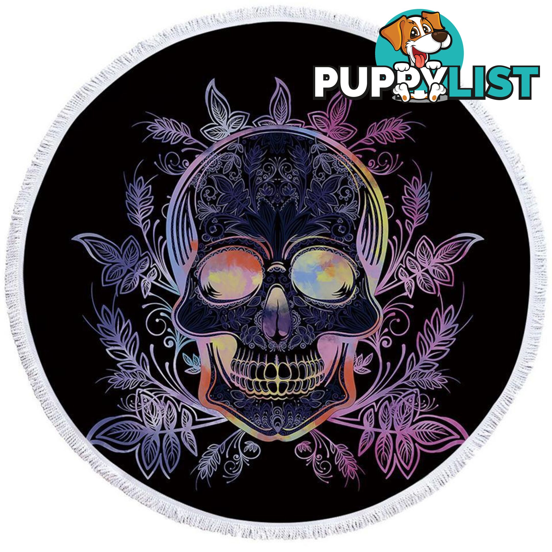 Dark Skull and Leaves Beach Towel - Towel - 7427046319751