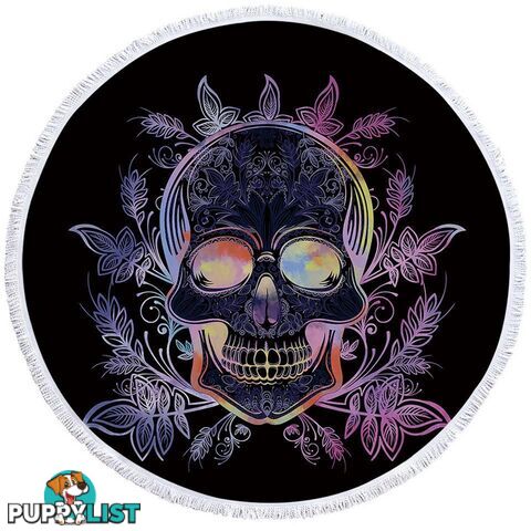 Dark Skull and Leaves Beach Towel - Towel - 7427046319751