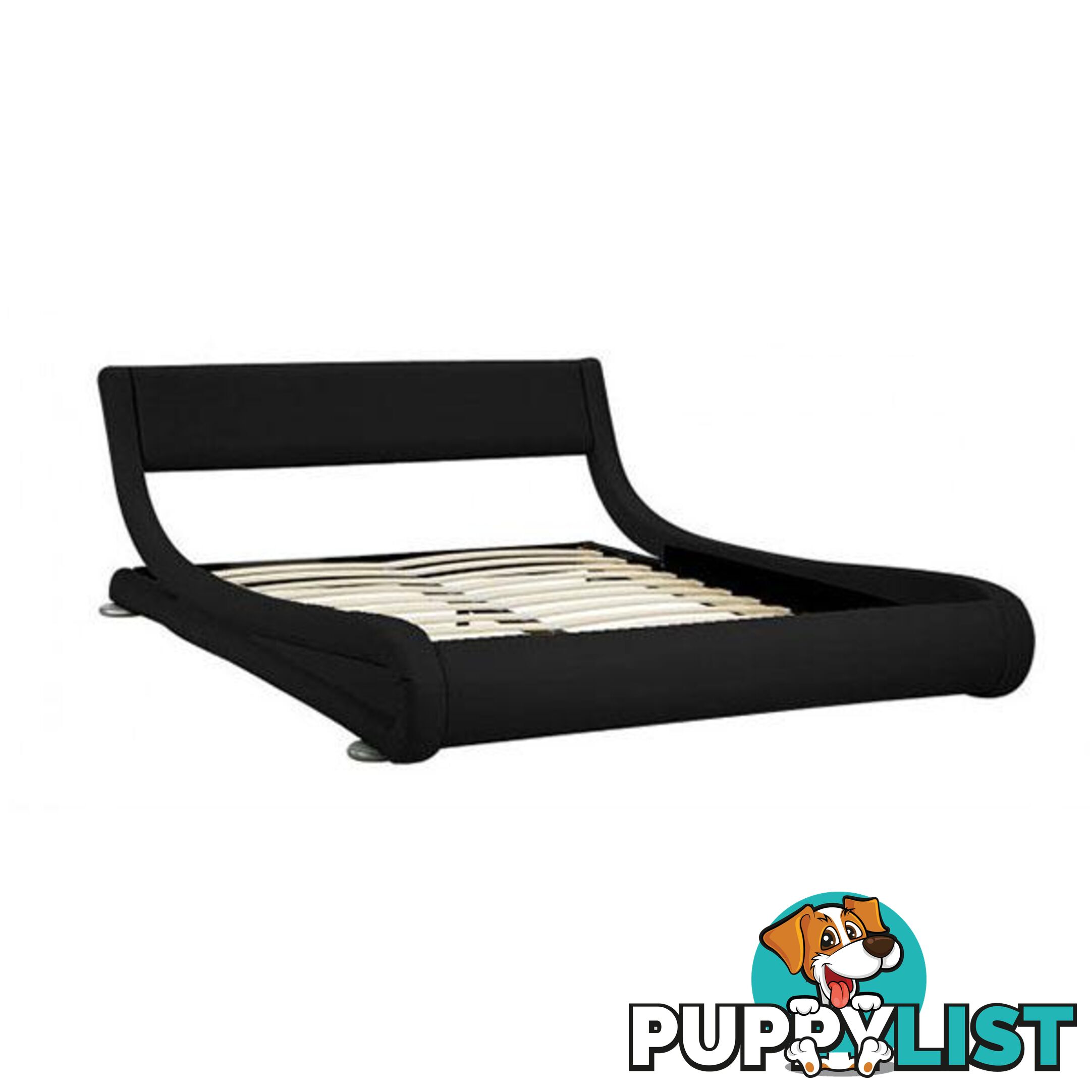 King Size Faux Leather Curved Bed Frame Black - Unbranded - 9476062125752