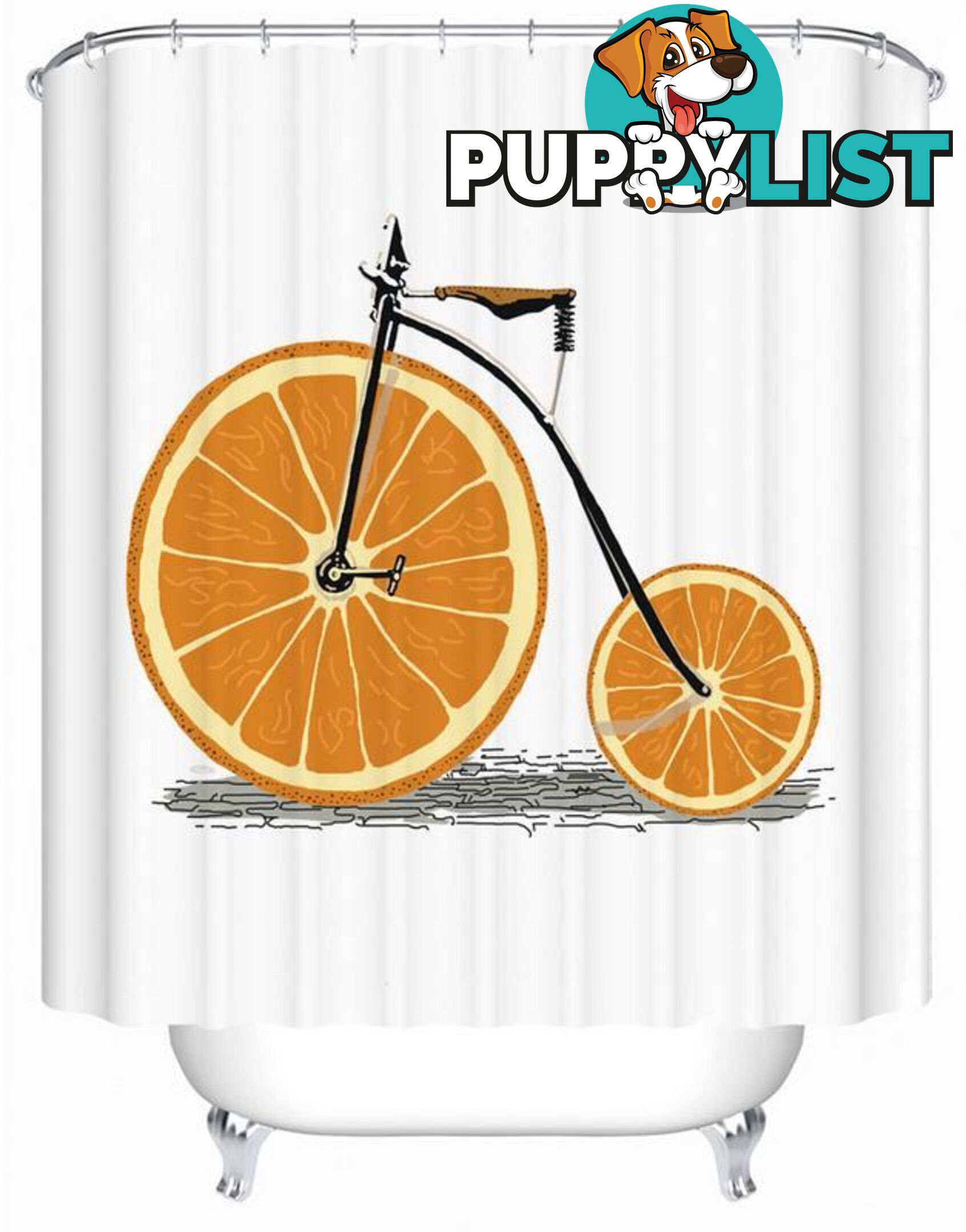 Orange Bicycle Shower Curtain - Curtain - 7427045960695