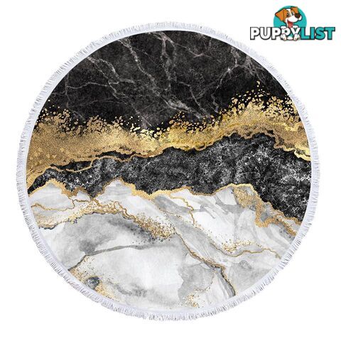 White Black Gold Marble Beach Towel - Towel - 7427046342476