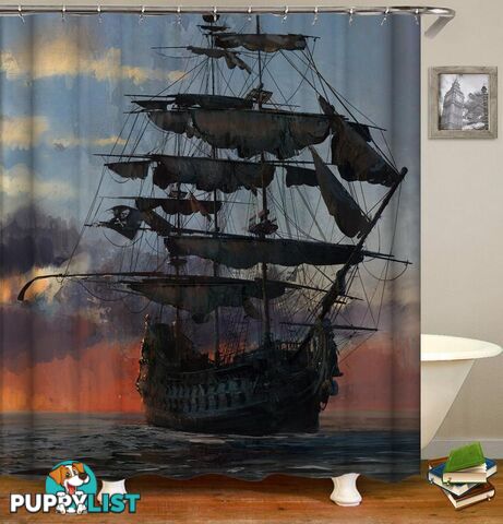 Old Style Pirate Ship Shower Curtain - Curtain - 7427045917316