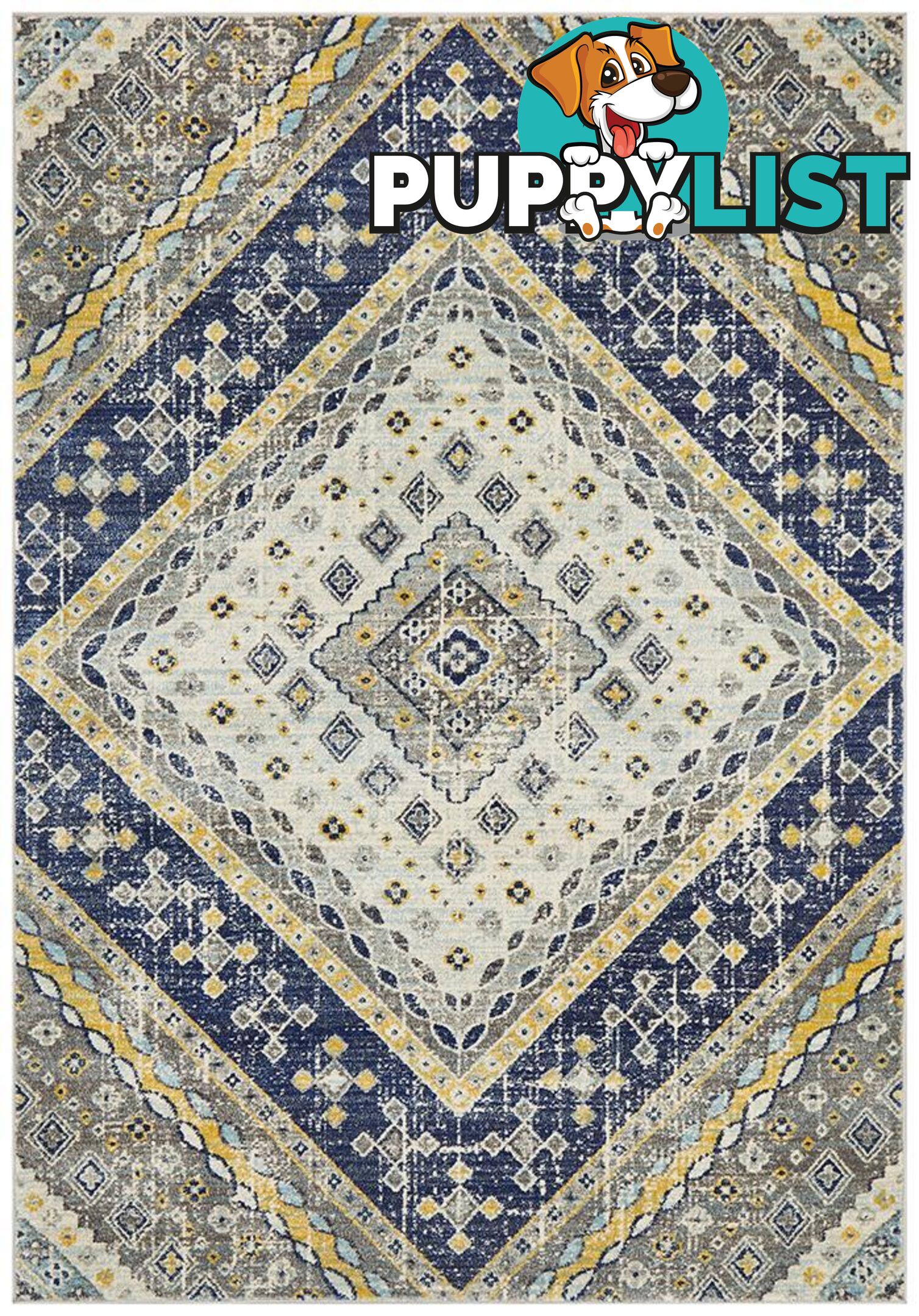 Babylon Diamond Navy Rug - Unbranded - 9375321874441