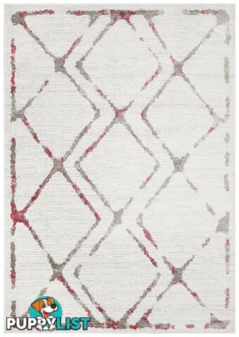 Kendall Contemporary Diamond White Pink Grey Rug - Unbranded - 9375321849326