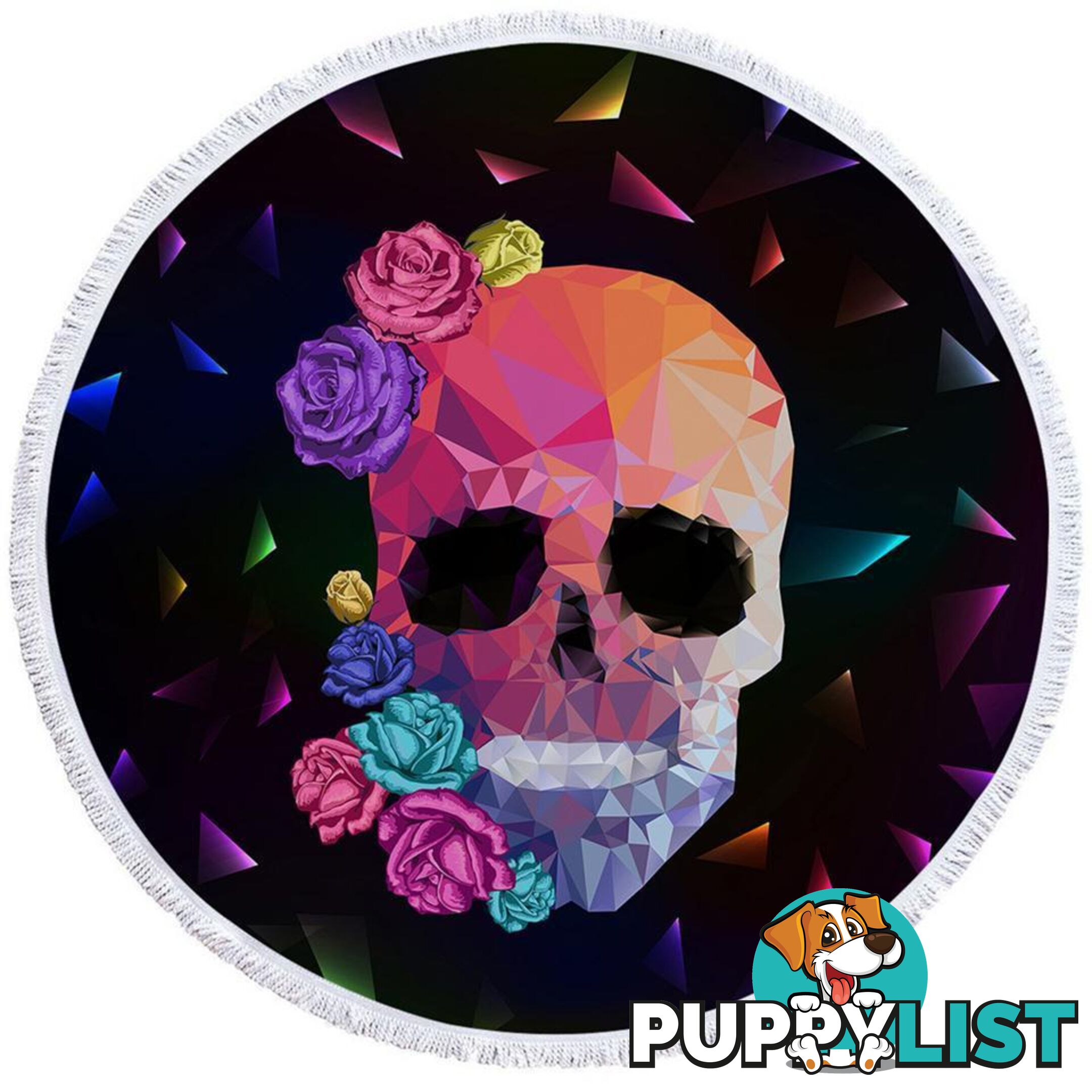 Artistic Skull and Roses Beach Towel - Towel - 7427046328951