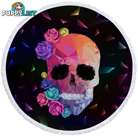 Artistic Skull and Roses Beach Towel - Towel - 7427046328951