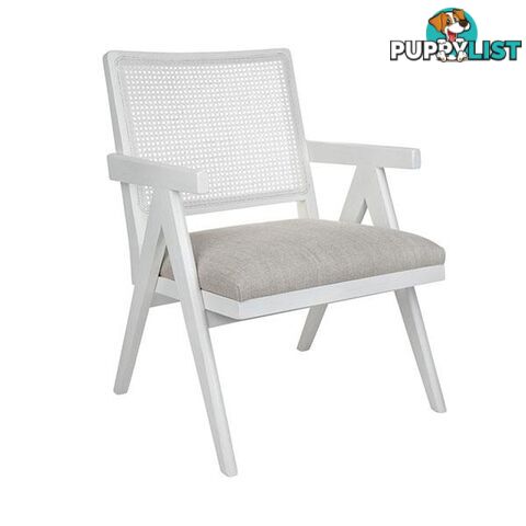 The Imperial Arm Chair White Frame With Natural Linen - Arm Chair - 9320294109243