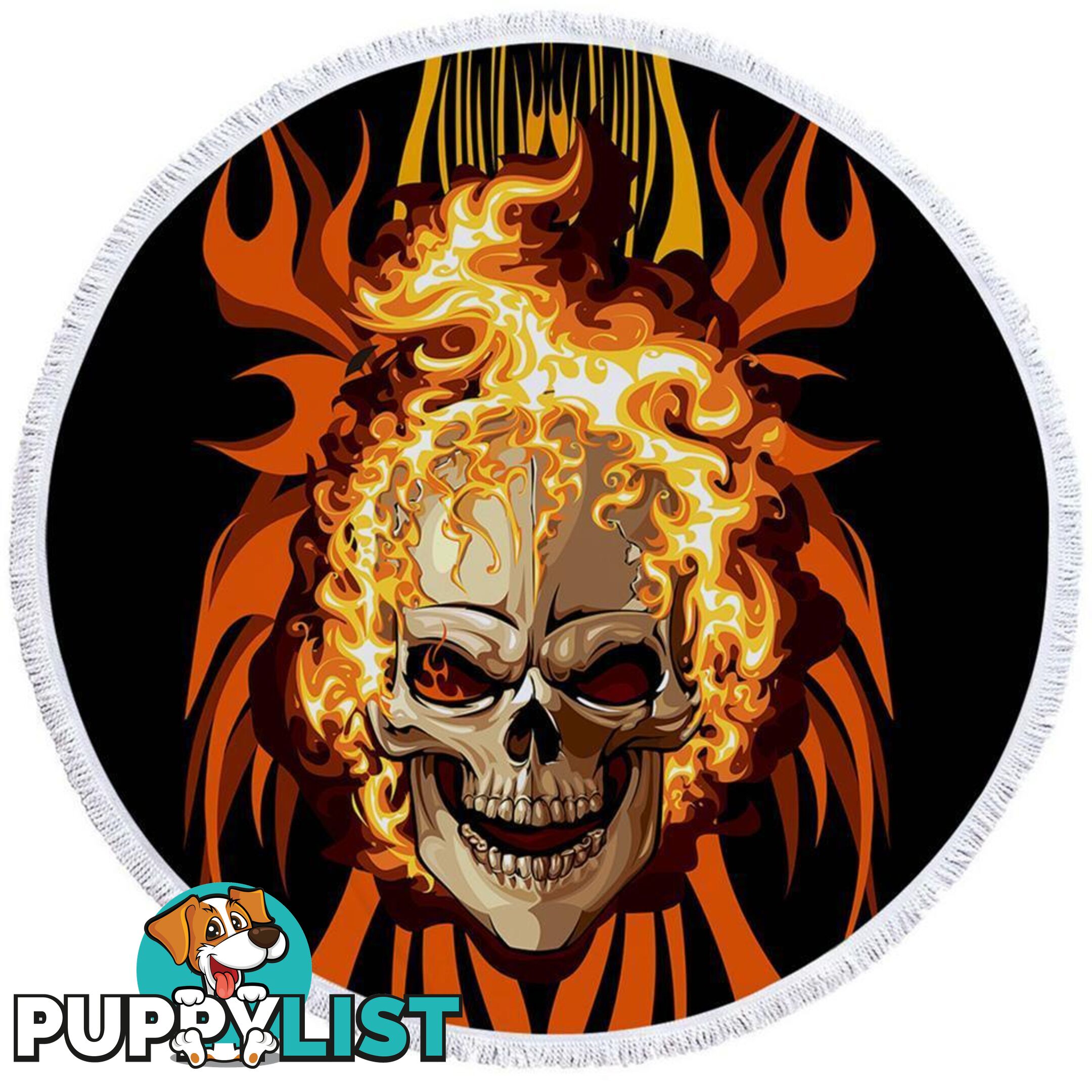 Skull on Fire Beach Towel - Towel - 7427046313445