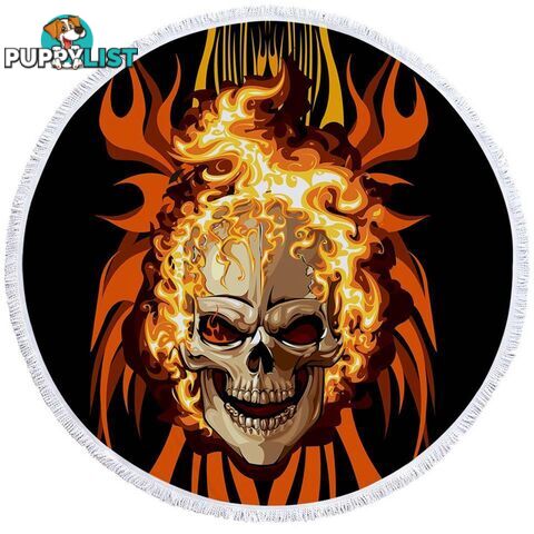 Skull on Fire Beach Towel - Towel - 7427046313445