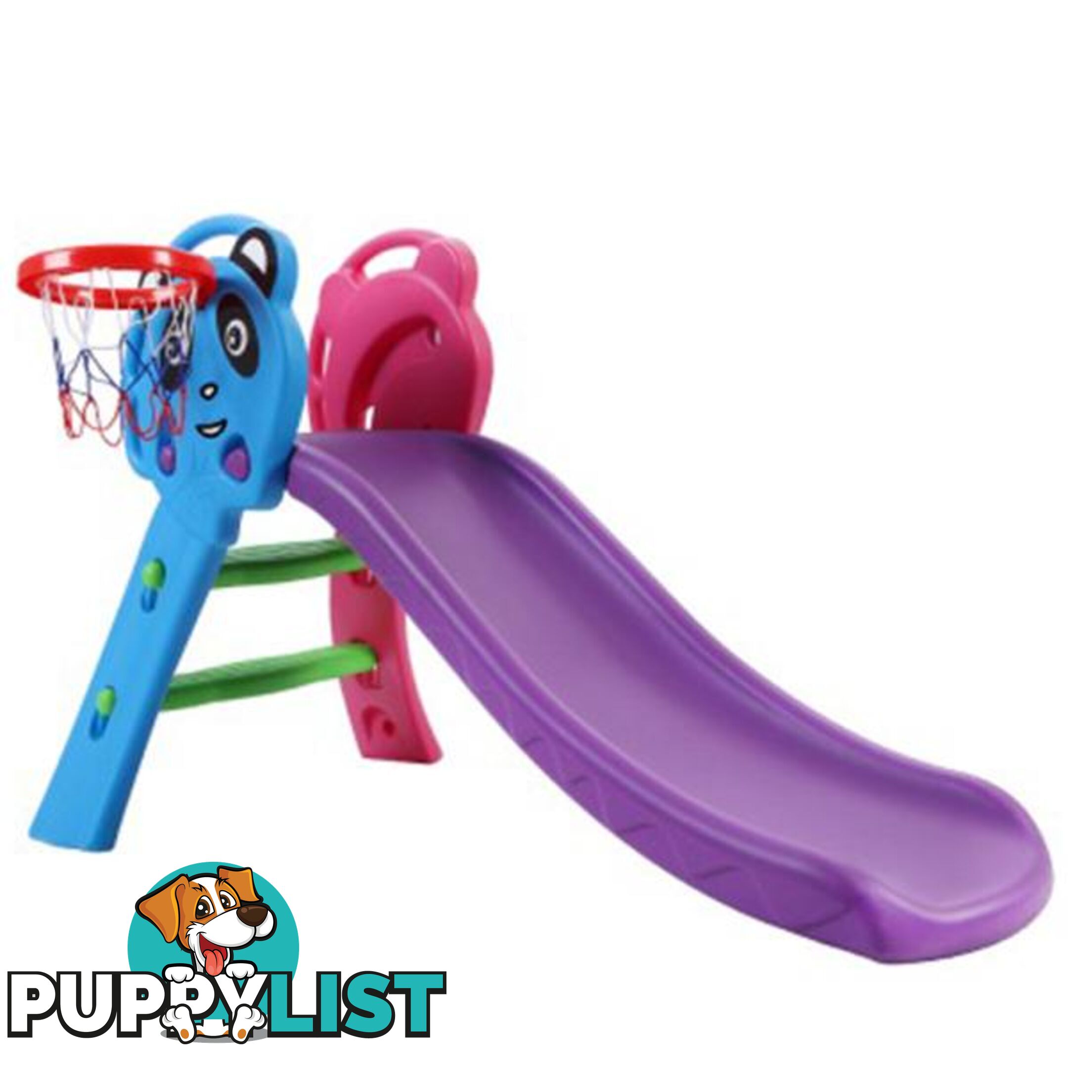 Toddler Play Kids Slide With Basketball Hoop Ladder Base - Keezi - 9350062236734