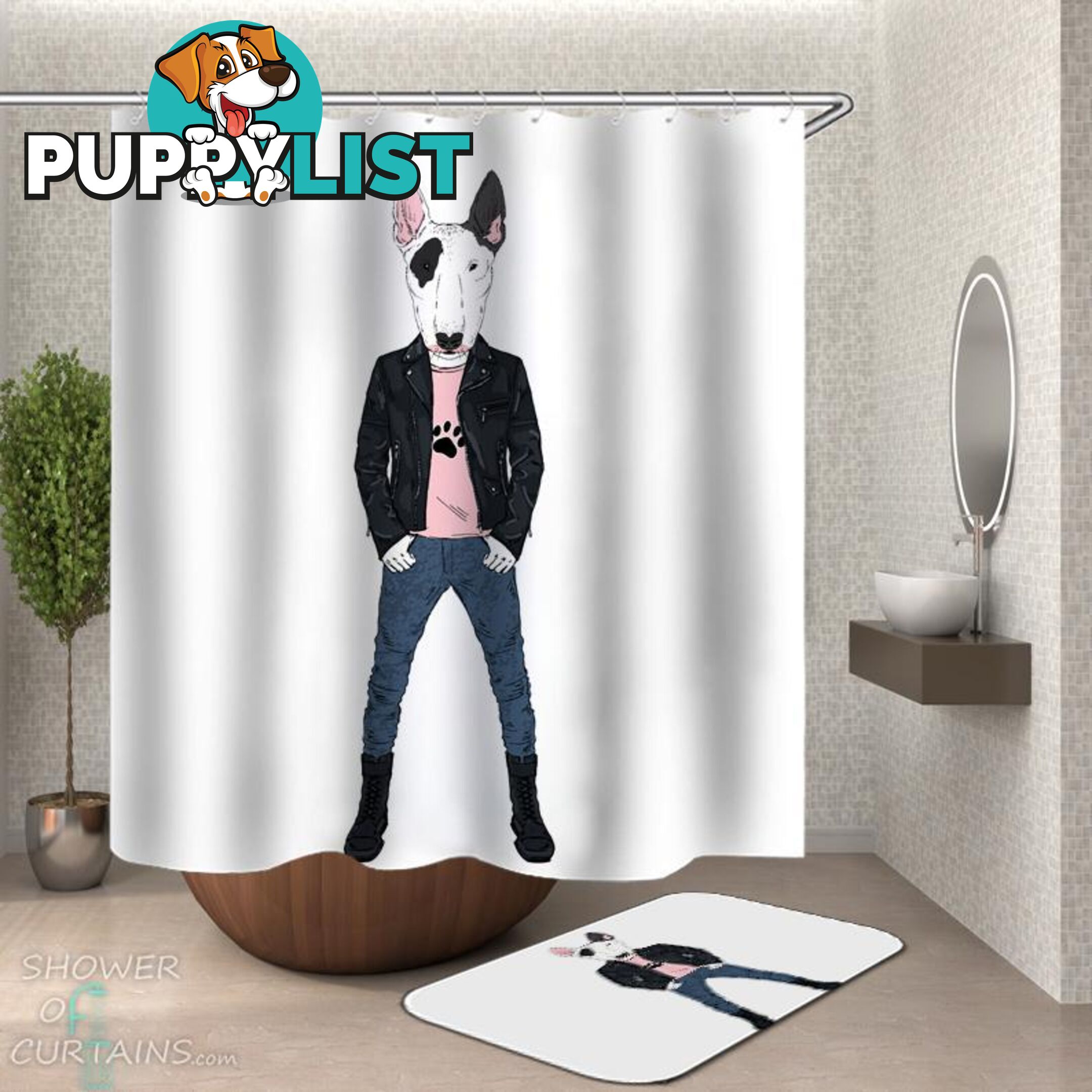 Tough Pitbull Dog Shower Curtain - Curtain - 7427046232890