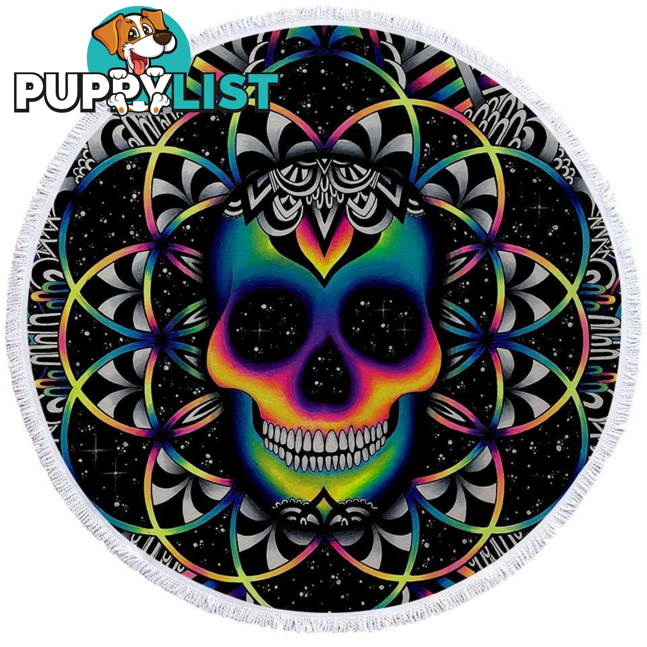 Happy Colorful Skull Beach Towel - Towel - 7427046312226