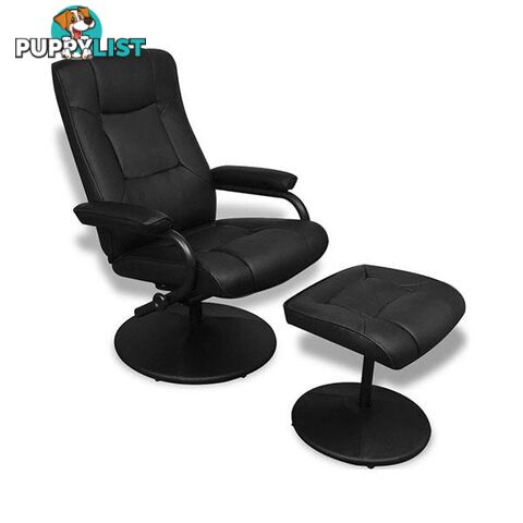 Black Artificial Leather Tv Armchair With Foot Stool - Unbranded - 8718475914846