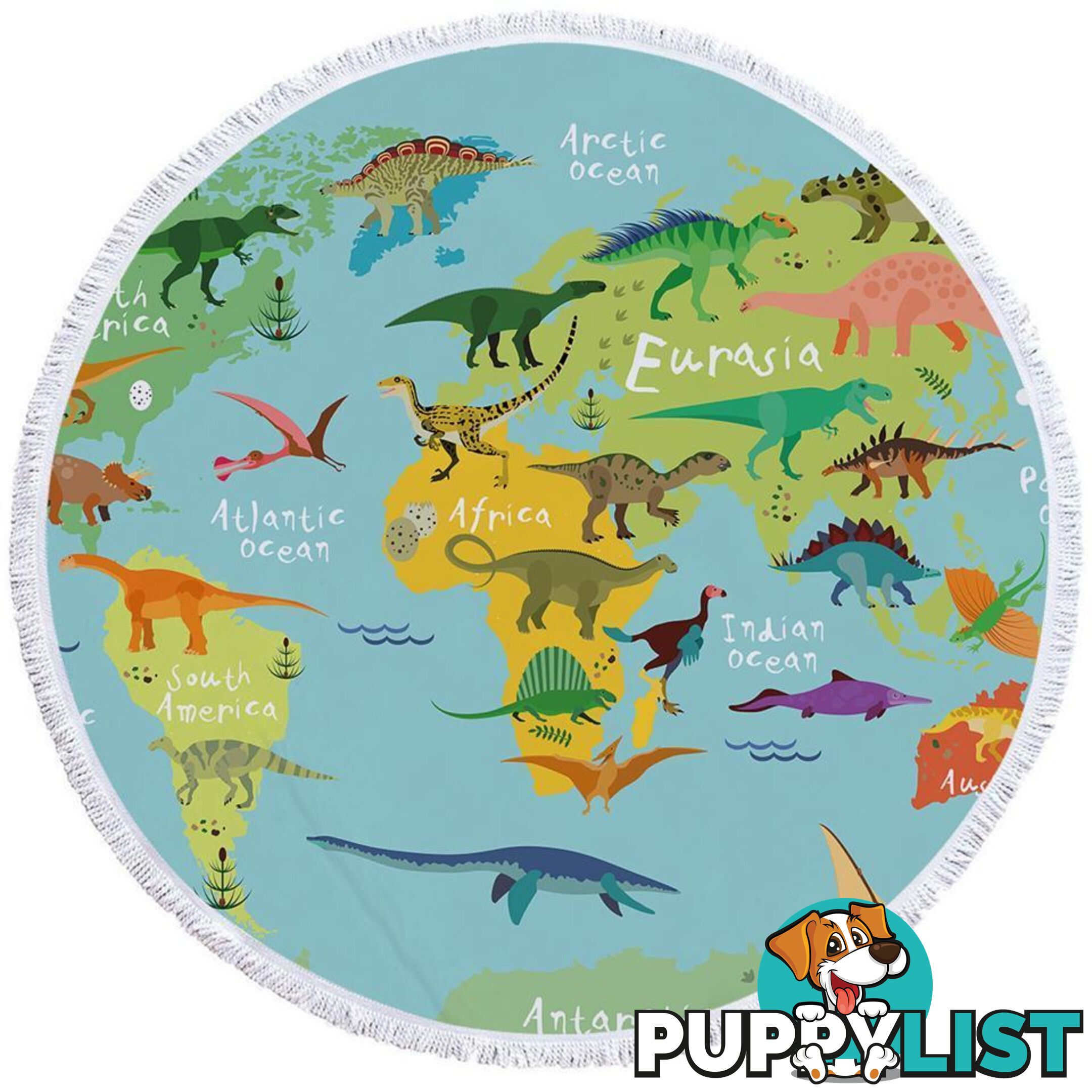 World Map Dinosaurs Beach Towel - Towel - 7427046315142