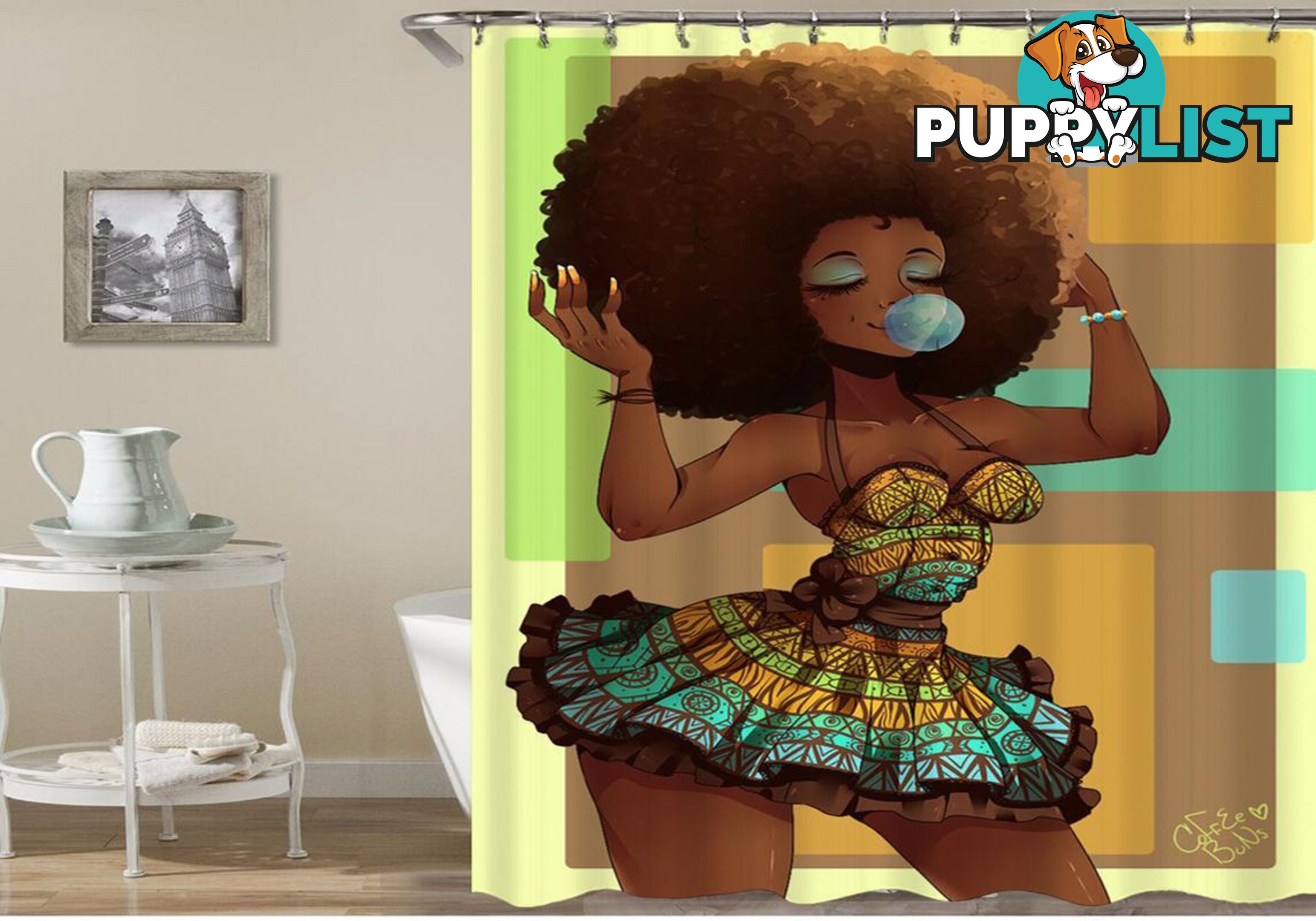 Chic Afro Hair Girl Shower Curtain - Curtain - 7427005925726