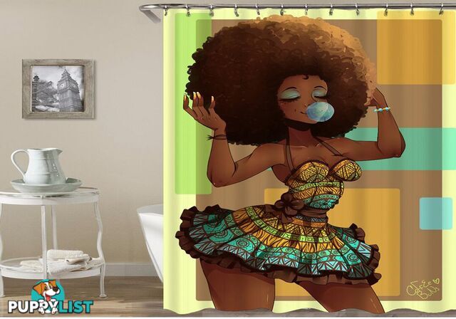 Chic Afro Hair Girl Shower Curtain - Curtain - 7427005925726