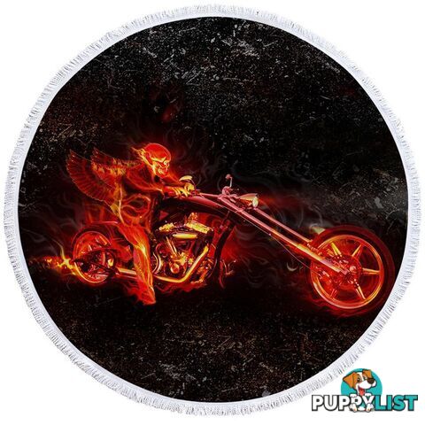 Biker on Fire Beach Towel - Towel - 7427046313827