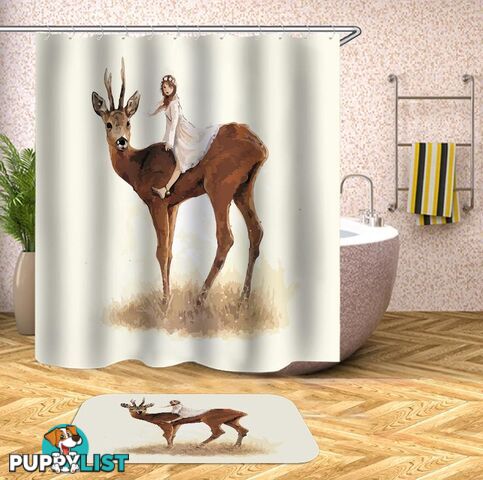 Girl Riding A Deer Shower Curtain - Curtain - 7427045945272