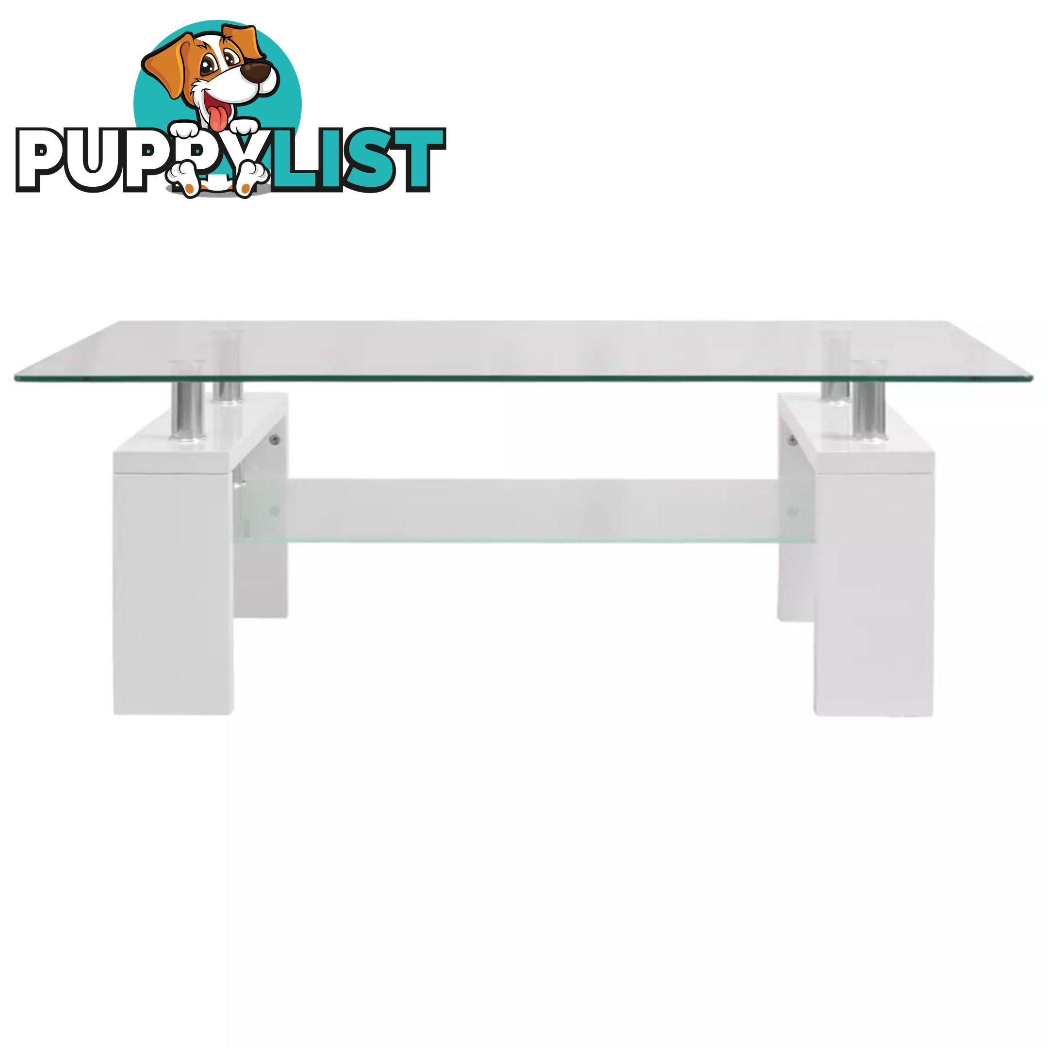 High Gloss Coffee Table With Lower Shelf 110 x 60 x 40 Cm - White - Unbranded - 4326500437556