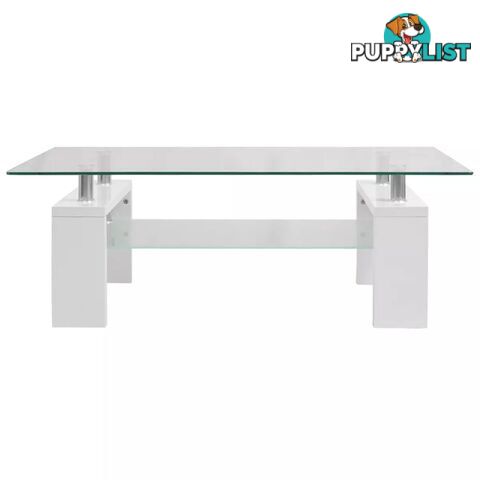 High Gloss Coffee Table With Lower Shelf 110 x 60 x 40 Cm - White - Unbranded - 4326500437556