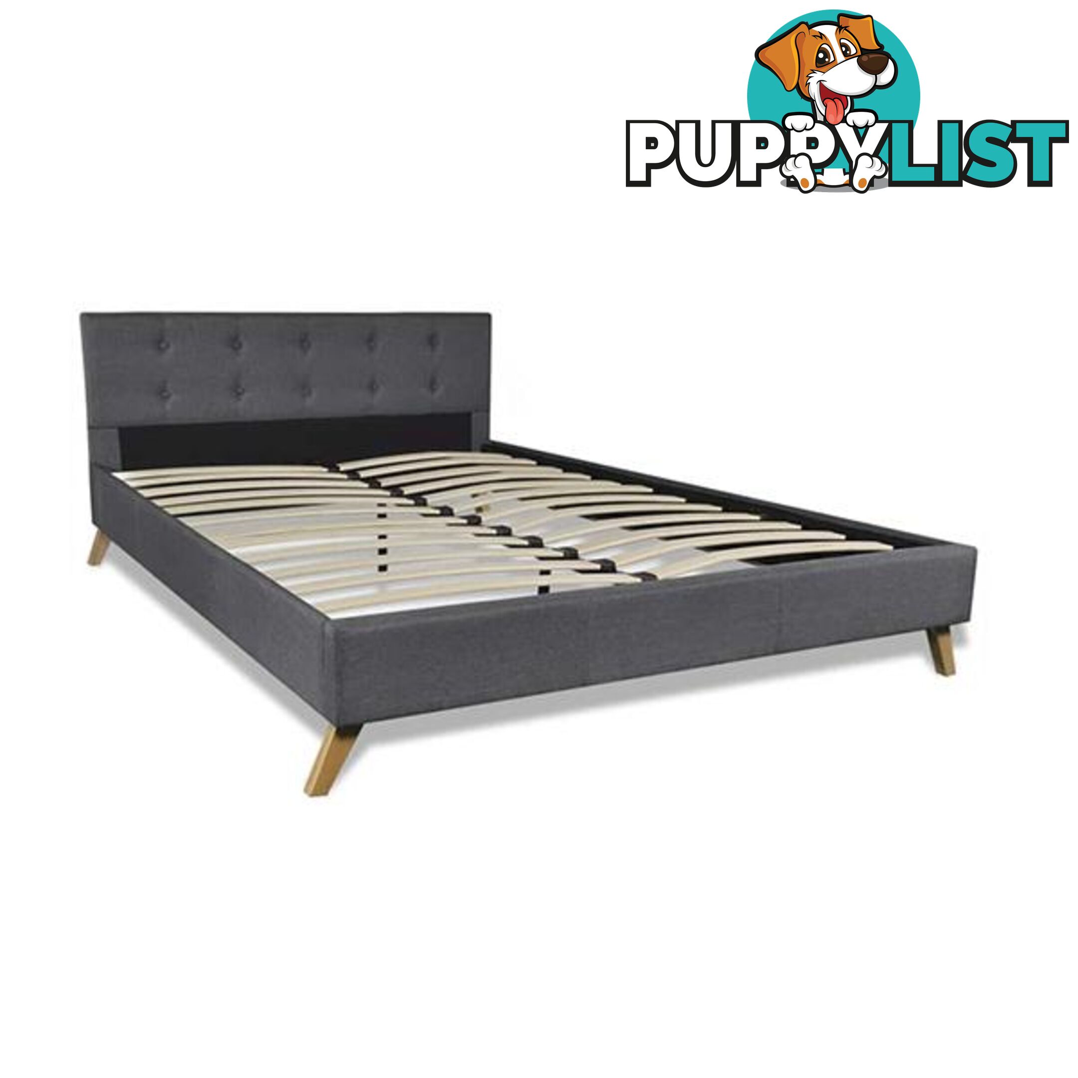 Bed Frame Double Size Fabric Dark Grey - Unbranded - 7427046166935