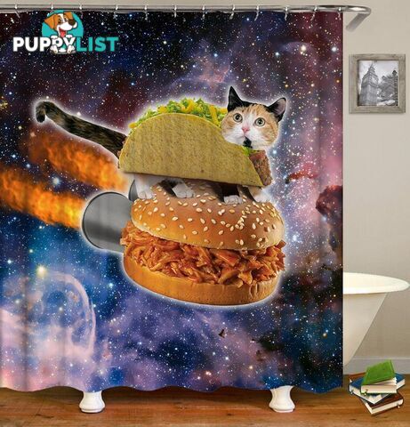 Taco Cat In Space Shower Curtain - Curtain - 7427046041720