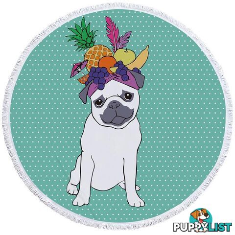 Funny Fruit Pug Beach Towel - Towel - 7427046326810