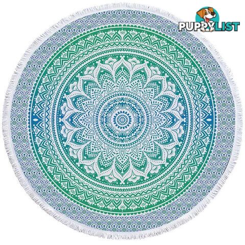 Turquoise Teal Blue Mandala Beach Towel - Towel - 7427046318679