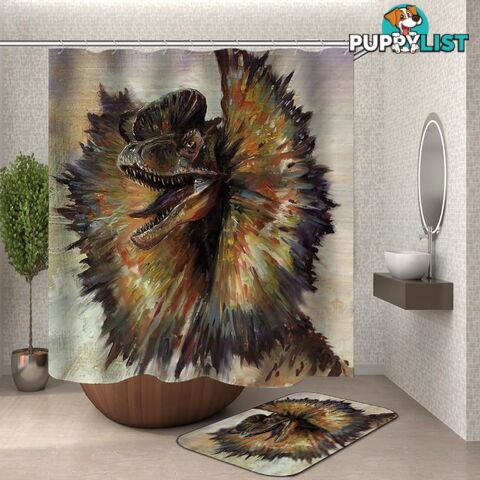 Art Painting Dilophosaurus Dinosaur Shower Curtain - Curtain - 7427046128261