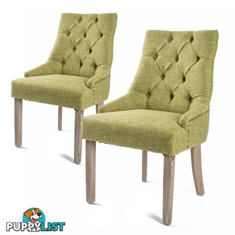 2X French Provincial Oak Leg Chair AMOUR - GREEN - Unbranded - 9352338007956