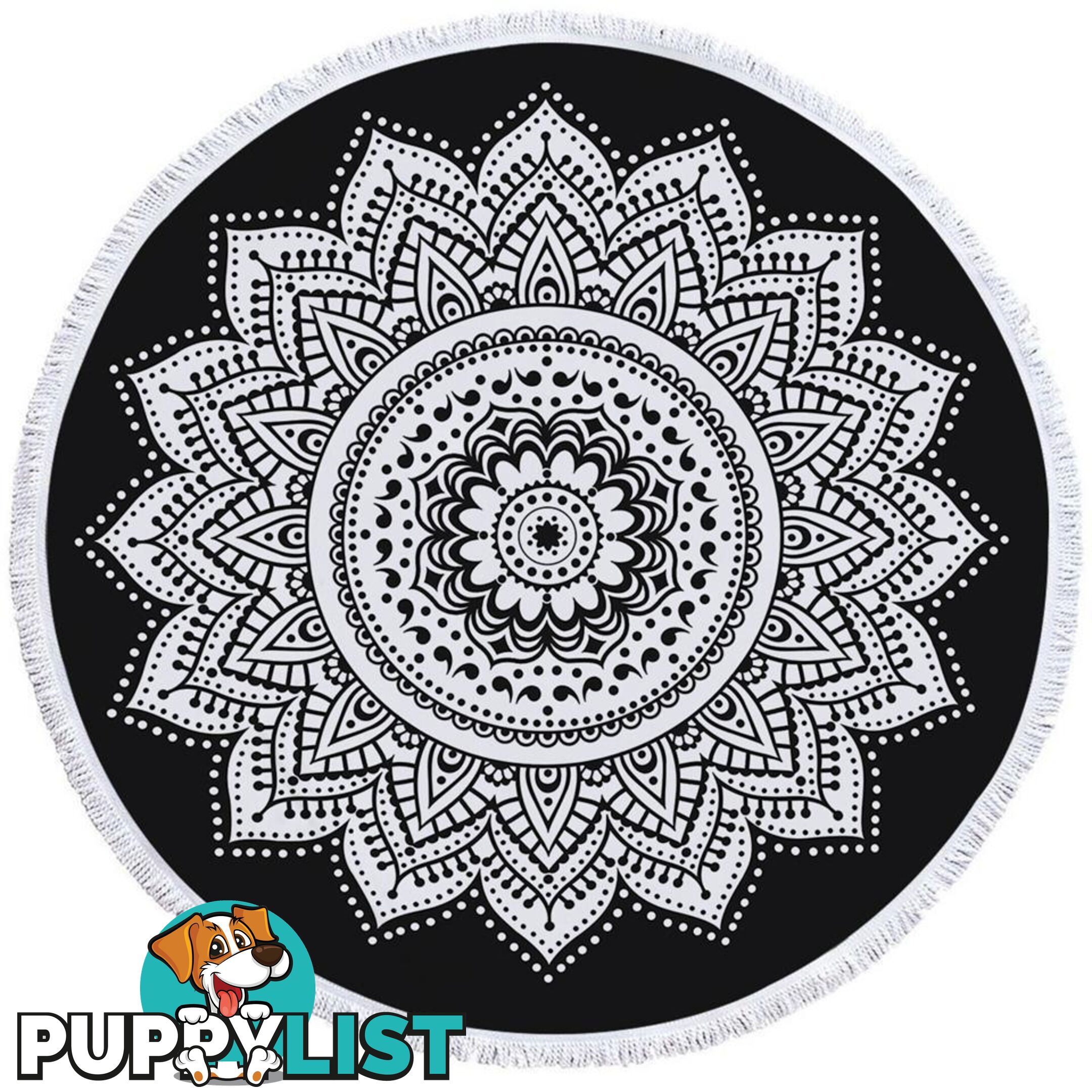 Simple Black and White Mandala Beach Towel - Towel - 7427046328807