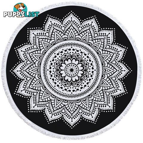 Simple Black and White Mandala Beach Towel - Towel - 7427046328807