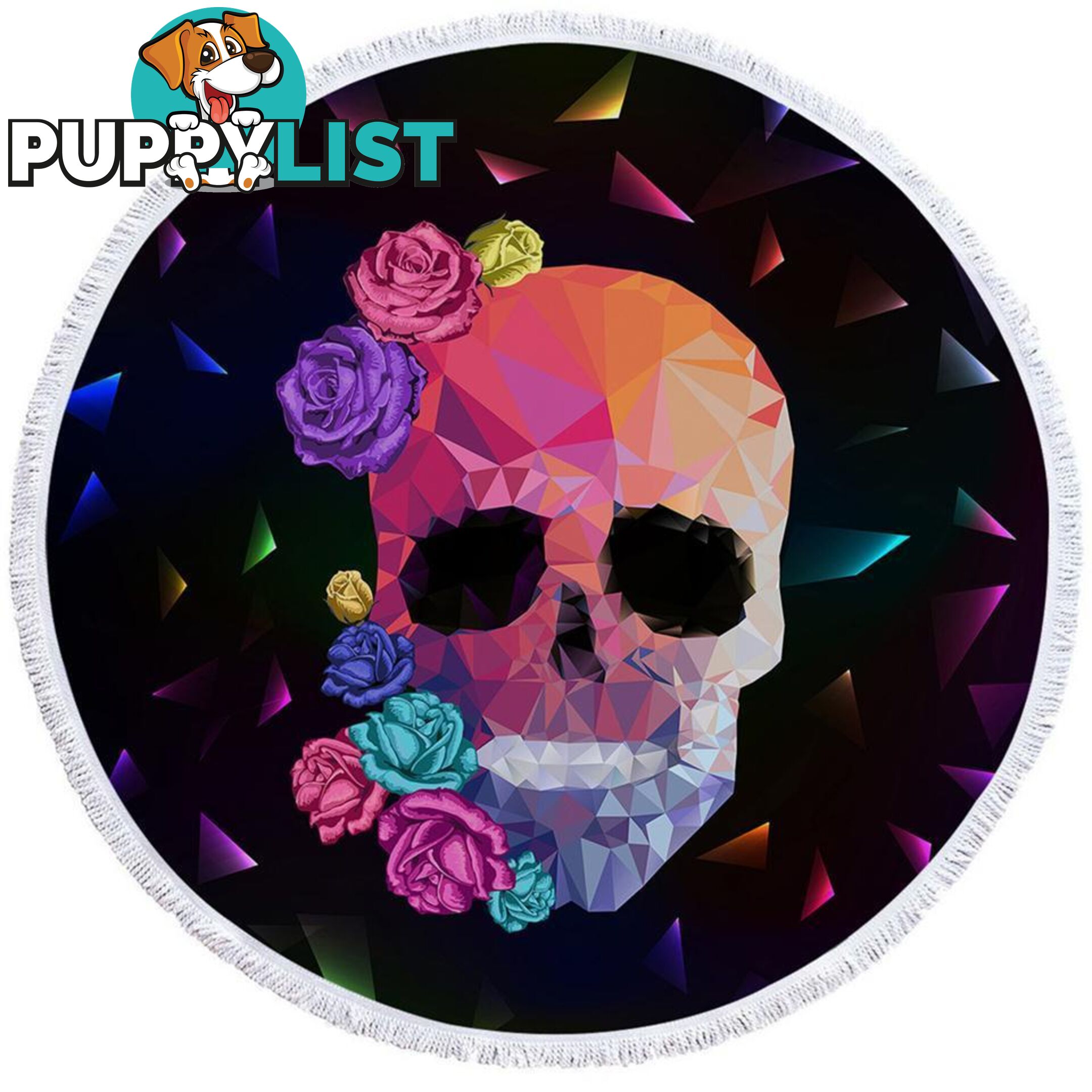 Artistic Skull and Roses Beach Towel - Towel - 7427046328975