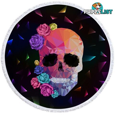 Artistic Skull and Roses Beach Towel - Towel - 7427046328975