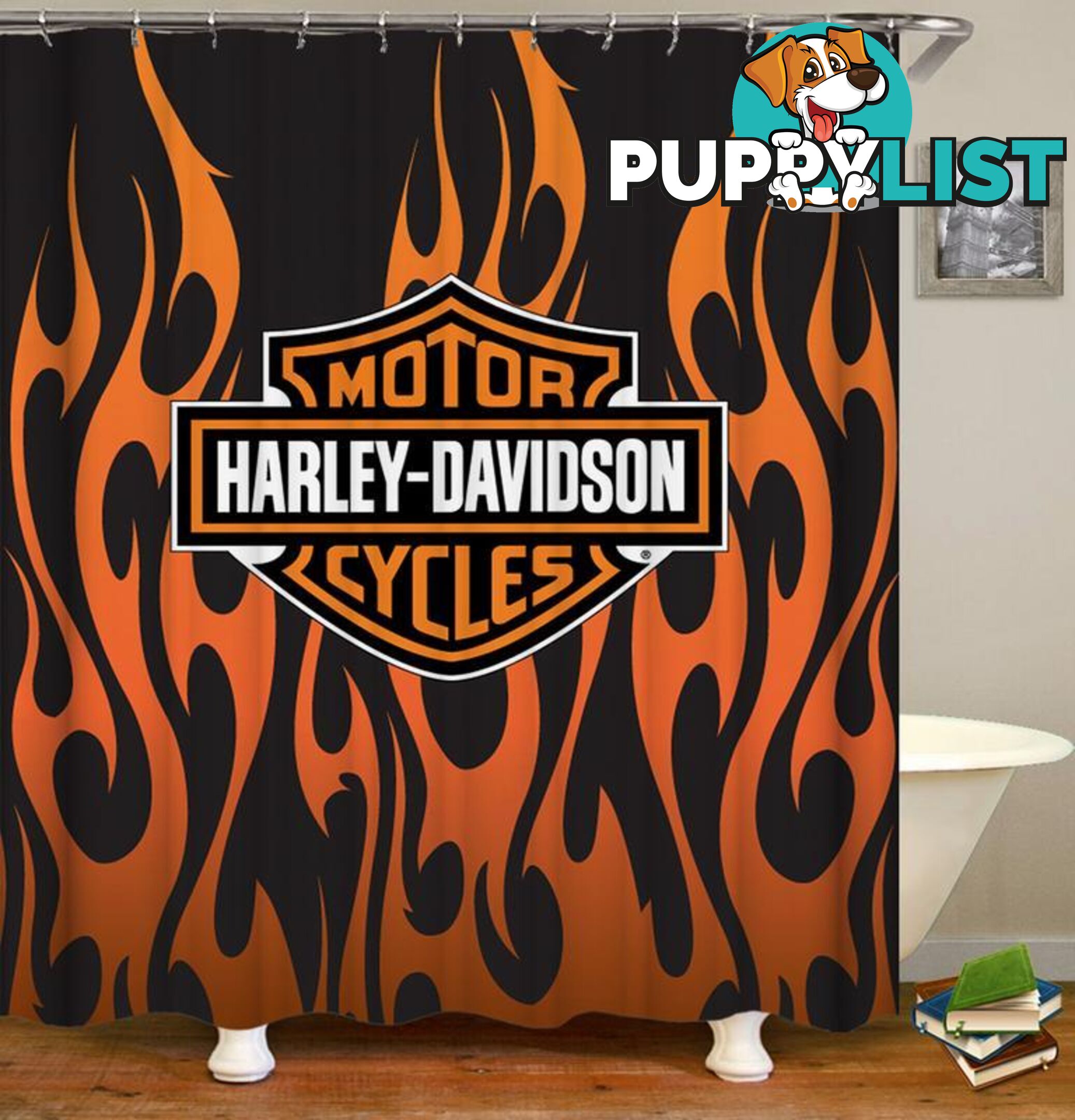 Harley Davidson Flames Shower Curtain - Curtain - 7427045969520