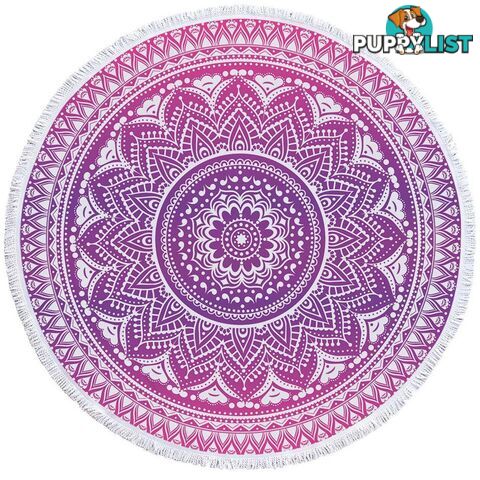 Purplish Mandala Over White Beach Towel - Towel - 7427046328098