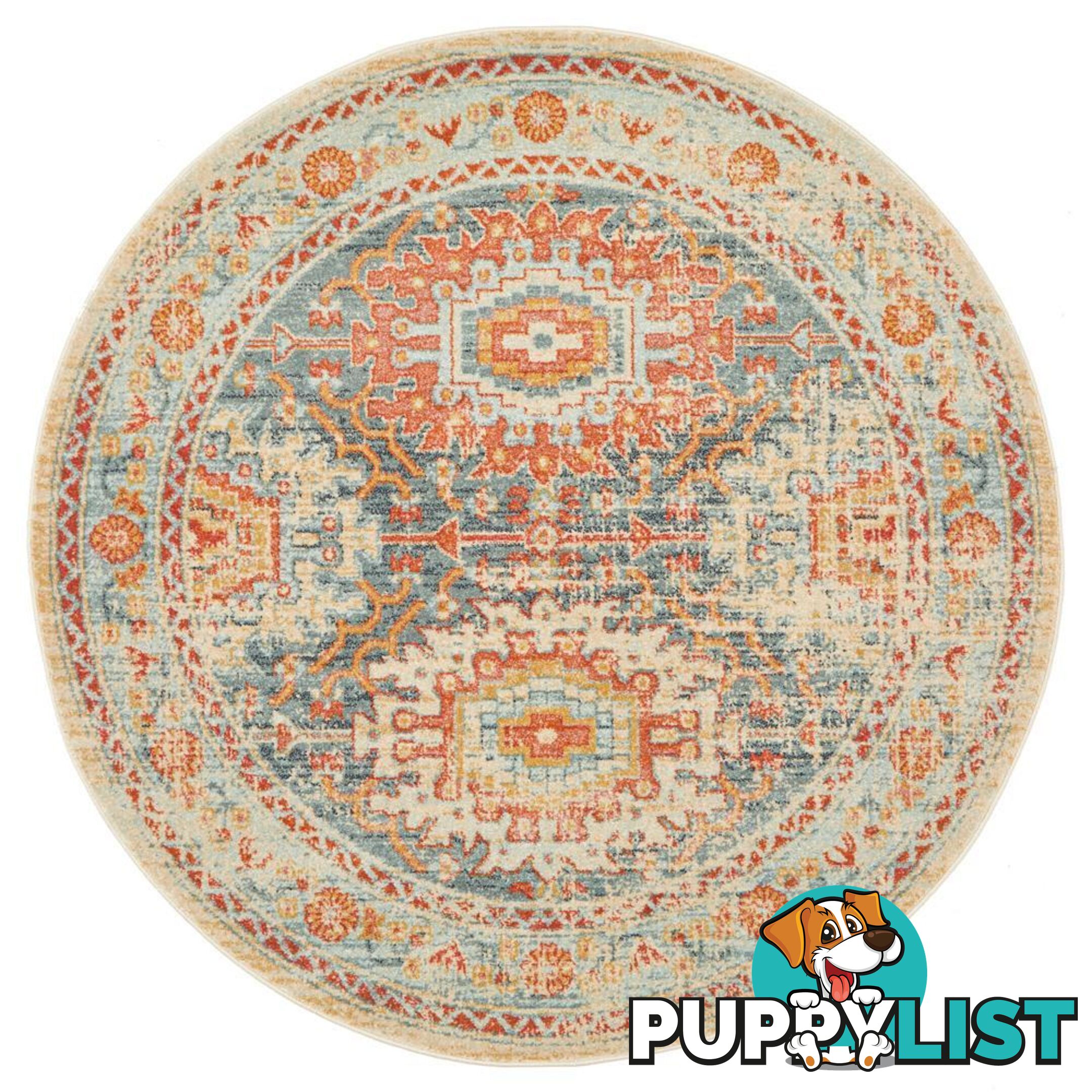 Legacy Round Mavi Turuncu Rug - Unbranded - 9375321884181