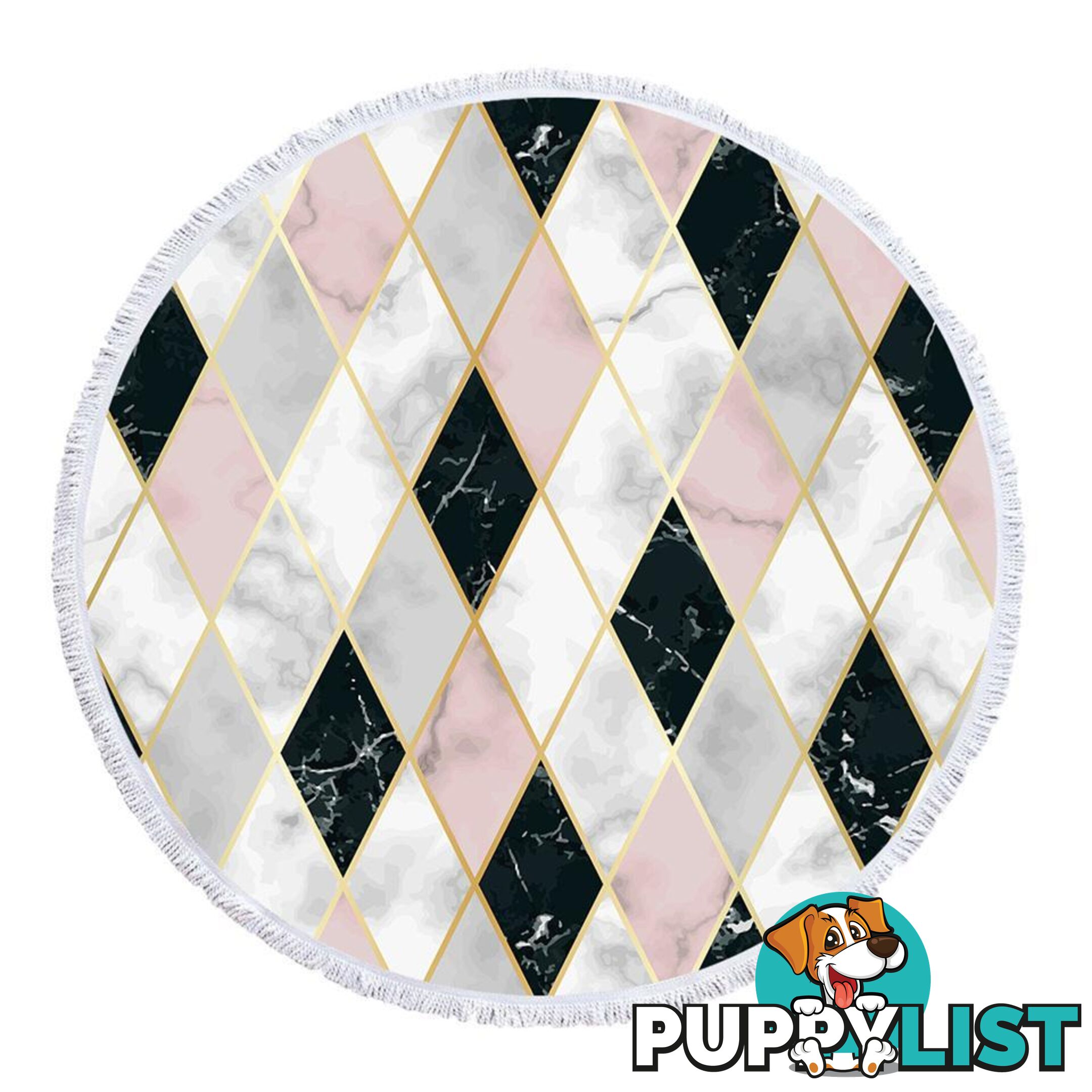 Pinkish and Black Geometric Shape Marble Beach Towel - Towel - 7427046341264