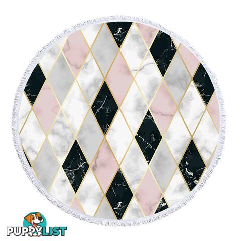 Pinkish and Black Geometric Shape Marble Beach Towel - Towel - 7427046341264