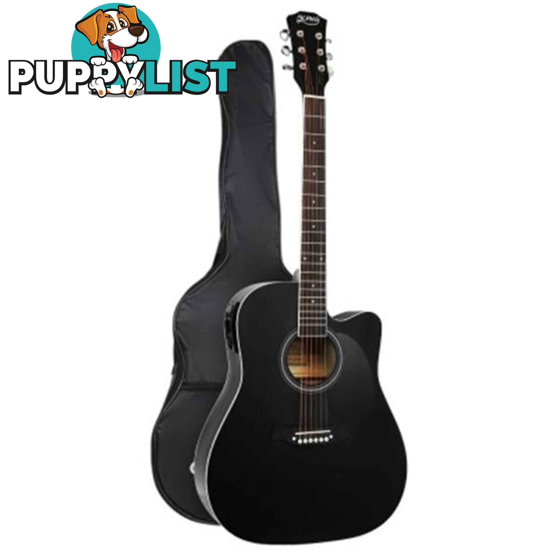 41 Inch Electric Acoustic Guitar Wooden Classical Full Size Bass Black - Alpha - 7427046200912