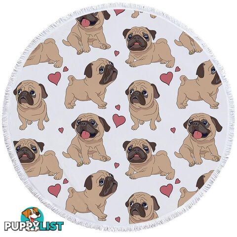 Sweet Pug Pattern Beach Towel - Towel - 7427046311892