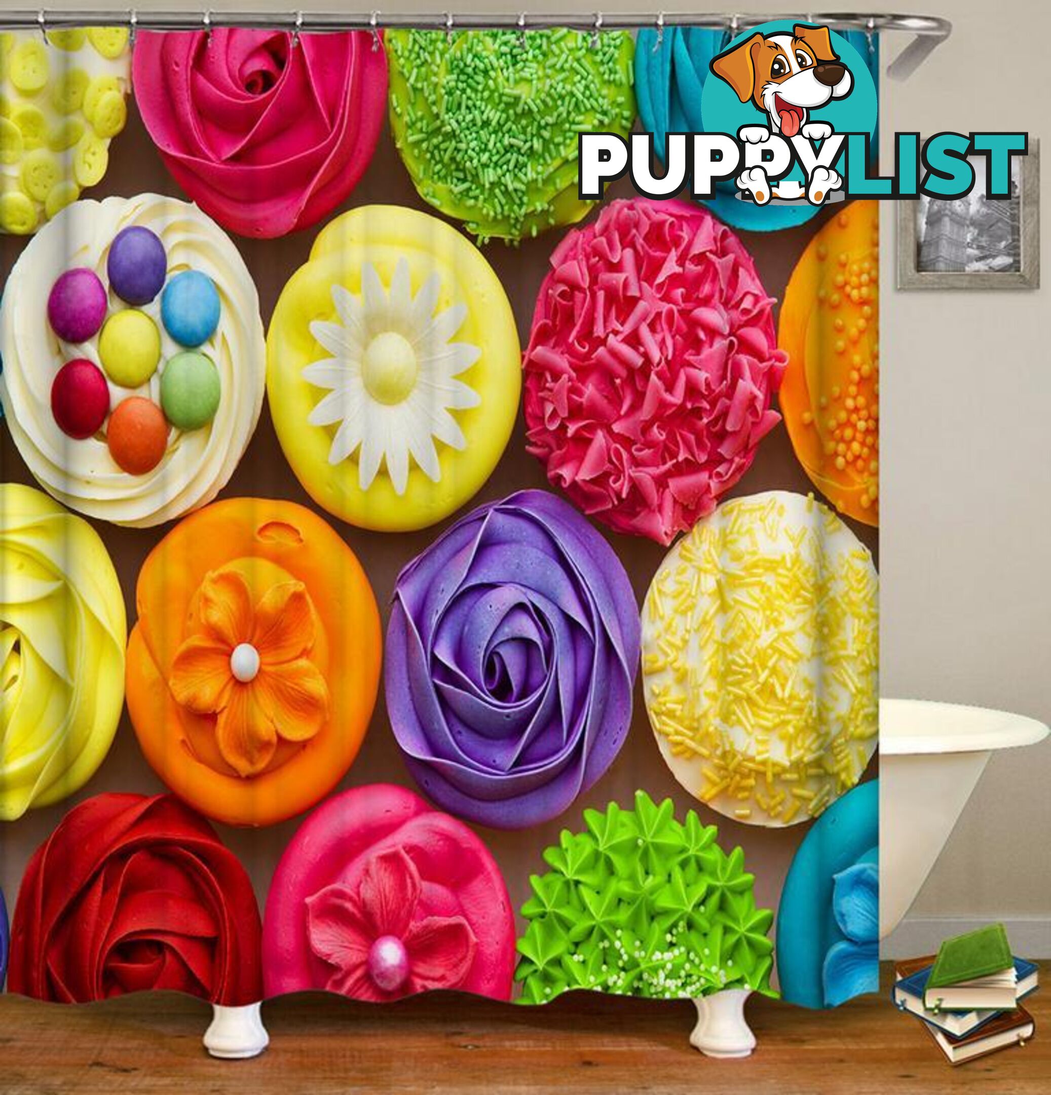 Multi Colored Cupcakes Shower Curtain - Curtain - 7427045984851